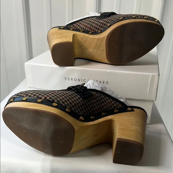 Veronica Beard Houndstooth Loafers heel clogs size 8 - Picture 7 of 7